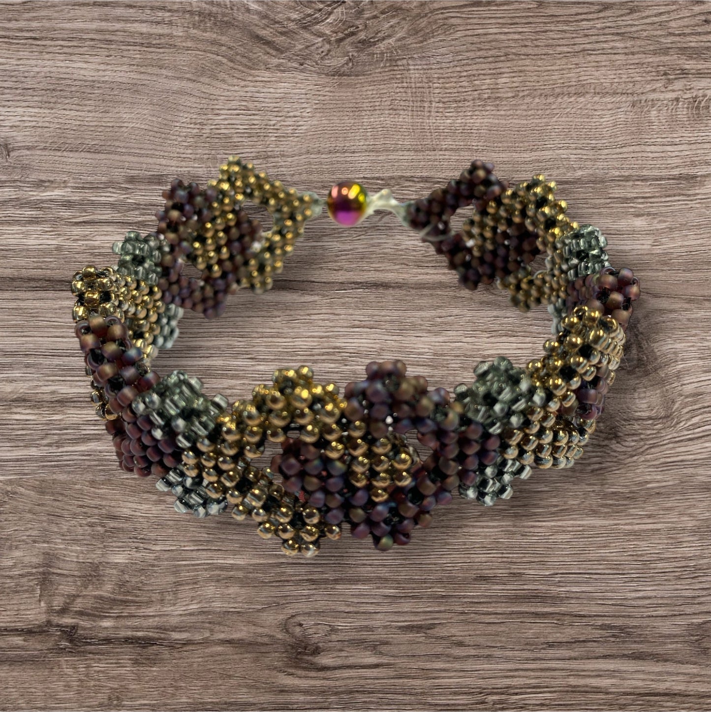 BeadHellion Bracelet- Linked Forever in Plum & Bronze